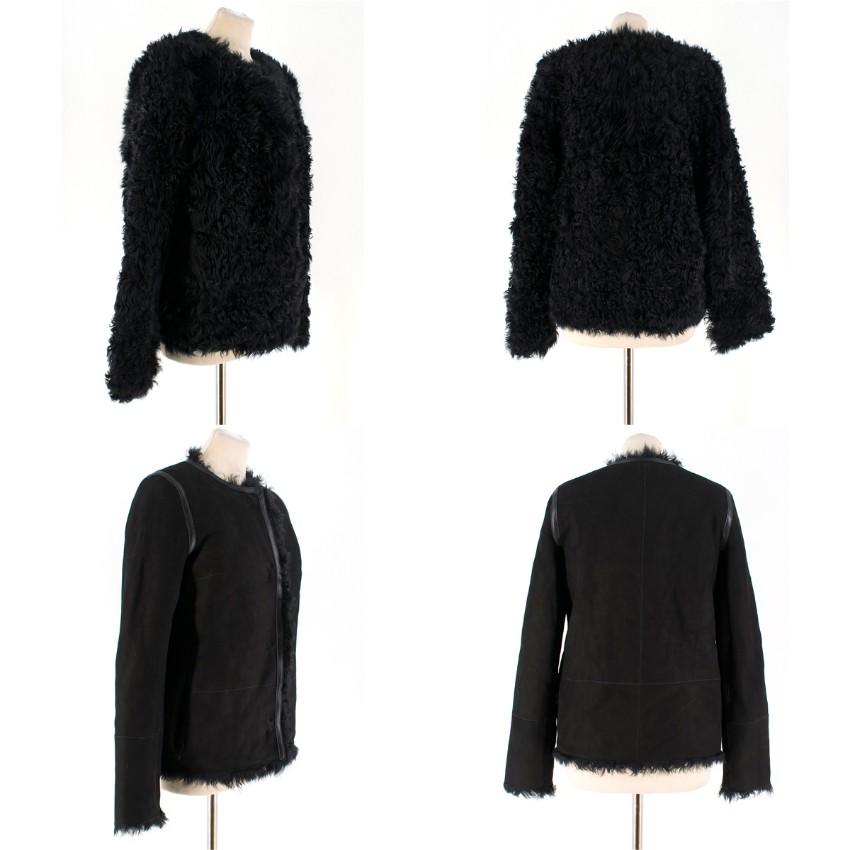 Yves Salomon Reversible Black Shearling & Lambskin Jacket SIZE FR 36 / US 4 For Sale 3