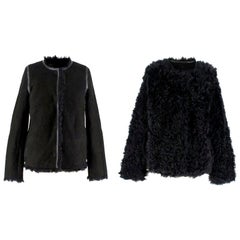 Yves Salomon Reversible Black Shearling & Lambskin Jacket Size US 4