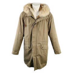 YVES SALOMON Size 36 Green Olive Acrylic Blend Fur Hooded Coat