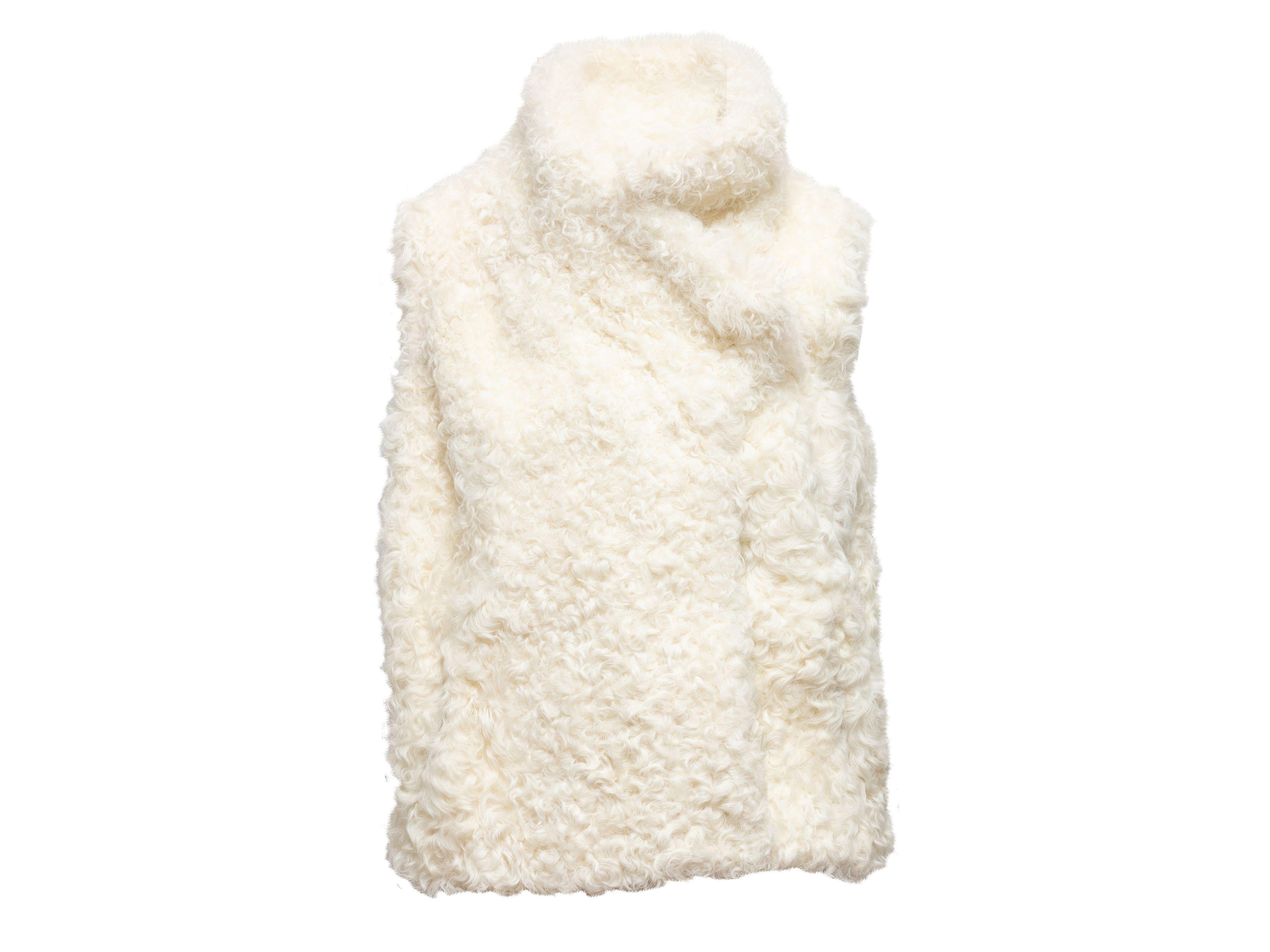 Women's Yves Salomon White Goat Fur Silk-Lined Vest