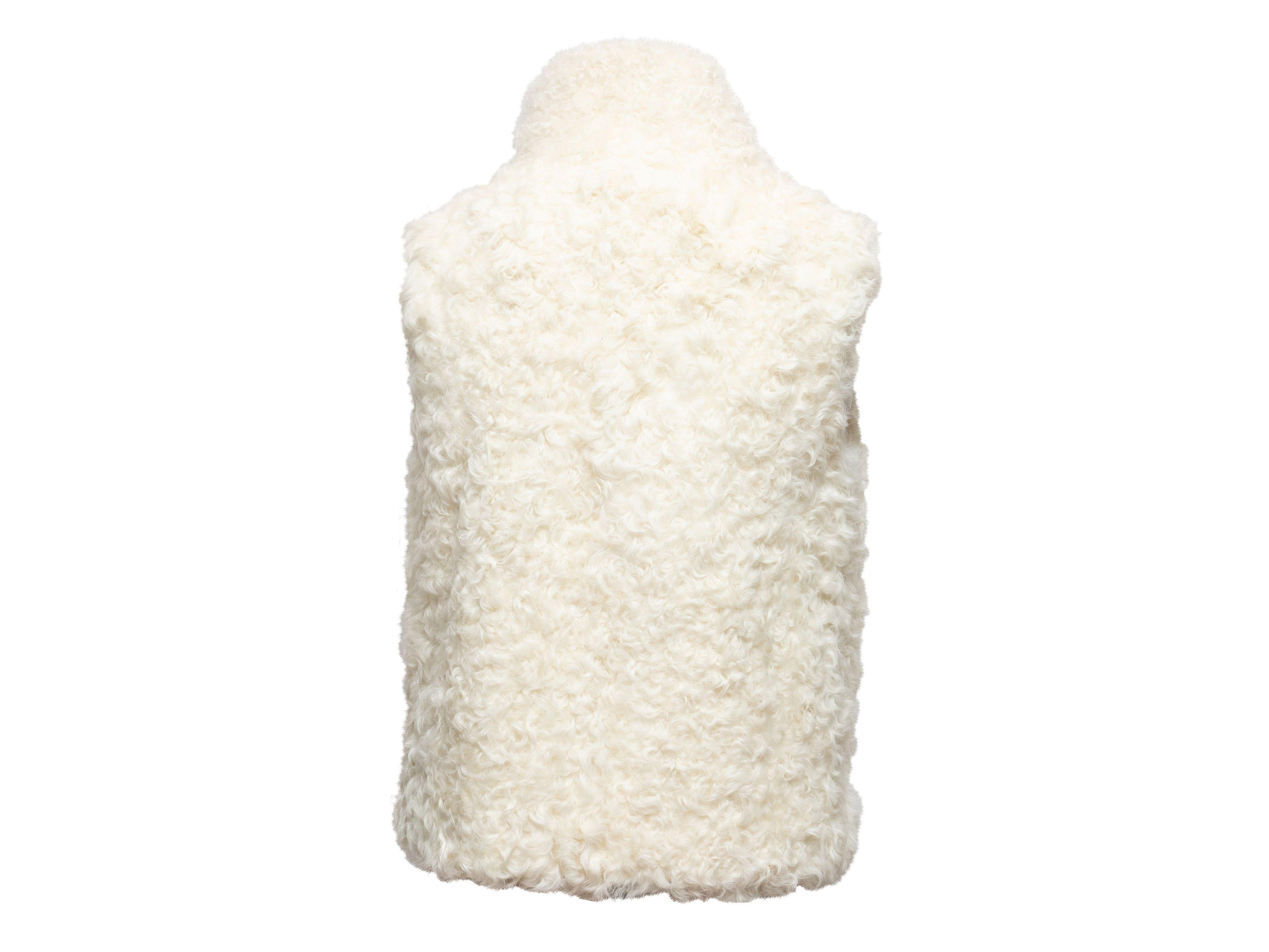 Yves Salomon White Goat Fur Silk-Lined Vest 2