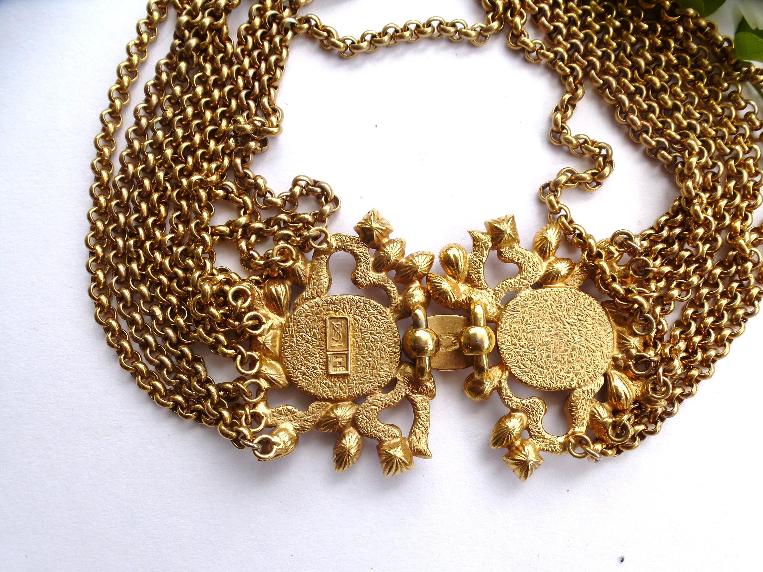 Yves Sant Laurent chain necklace made by R. Goossens Paris gold plated 70's 1
