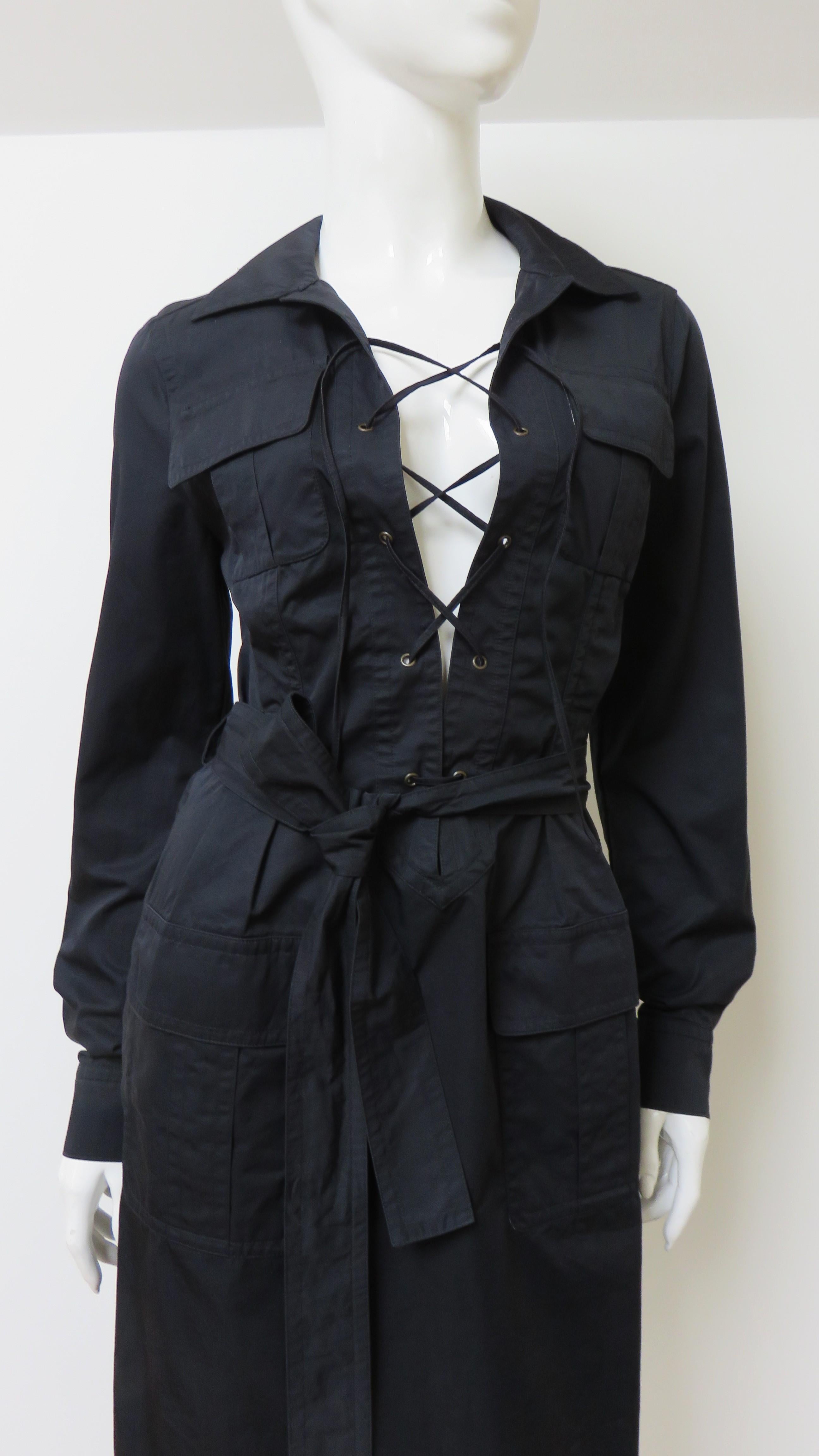 Yves St Laurent by Tom Ford Safari-Kleid mit Schnürung SS 2002 Damen im Angebot