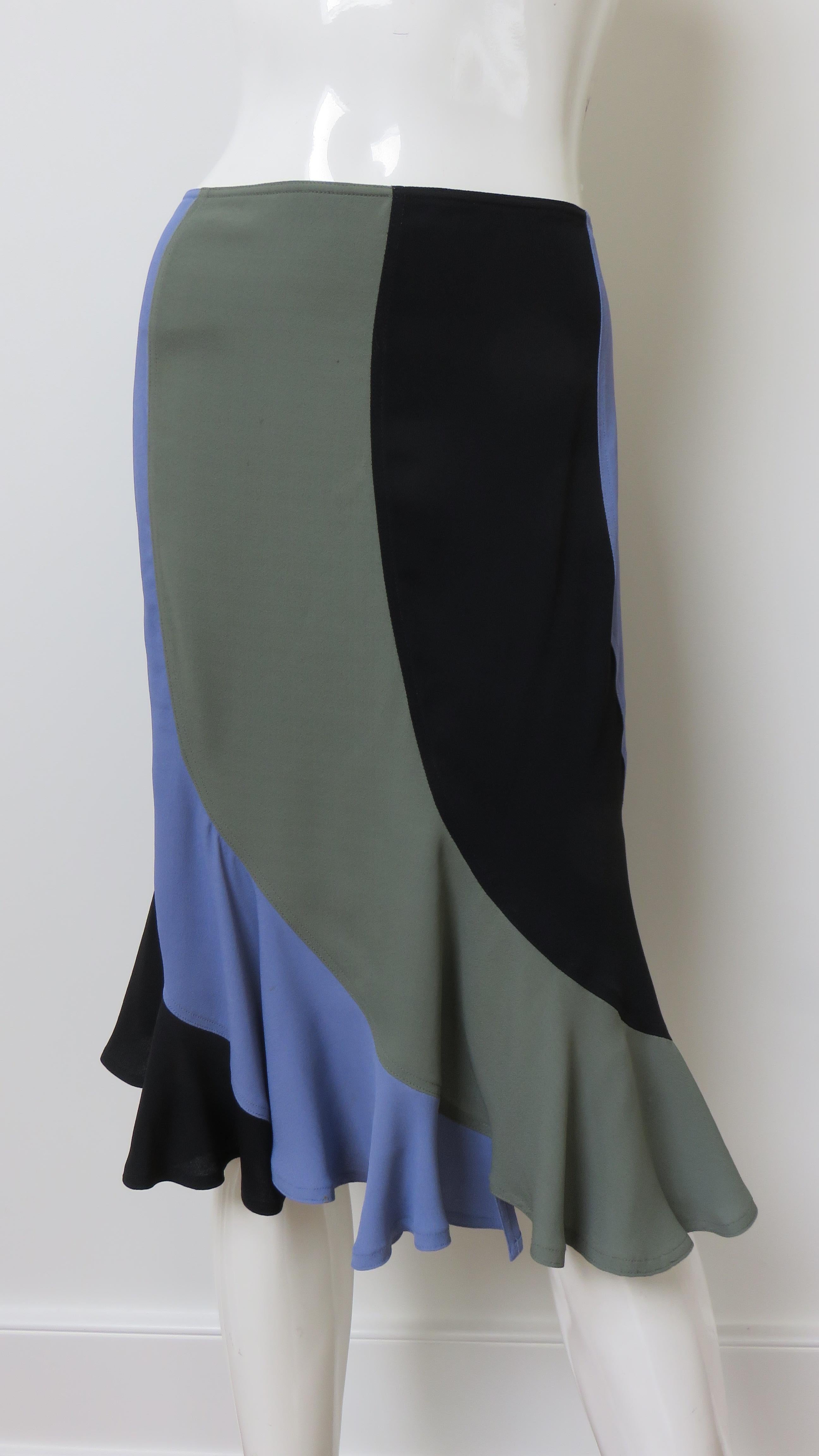 Yves St Laurent Color Block Mermaid Skirt  In Good Condition For Sale In Water Mill, NY