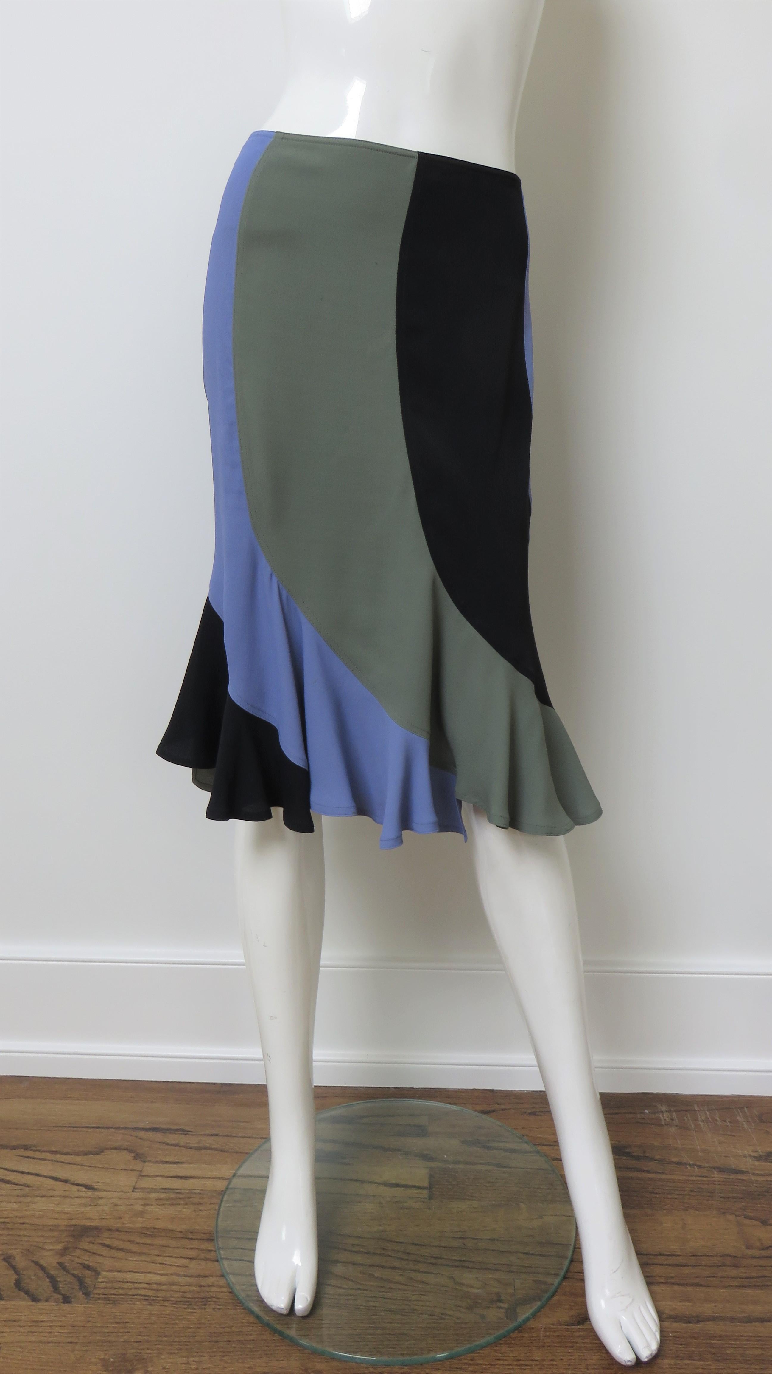 Yves St Laurent Color Block Mermaid Skirt  For Sale 1