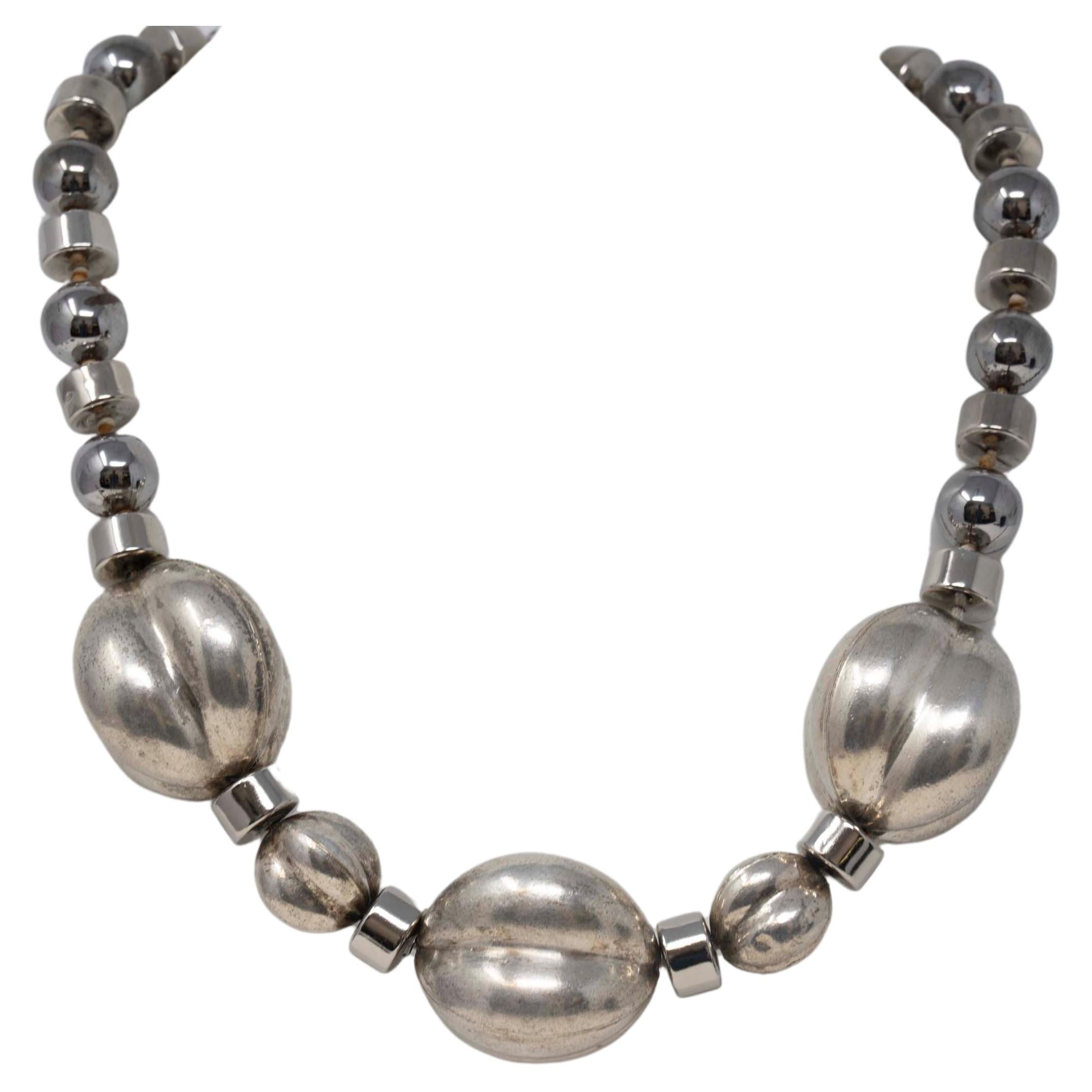 Yves St Laurent Silver Tone Chunky Necklace For Sale