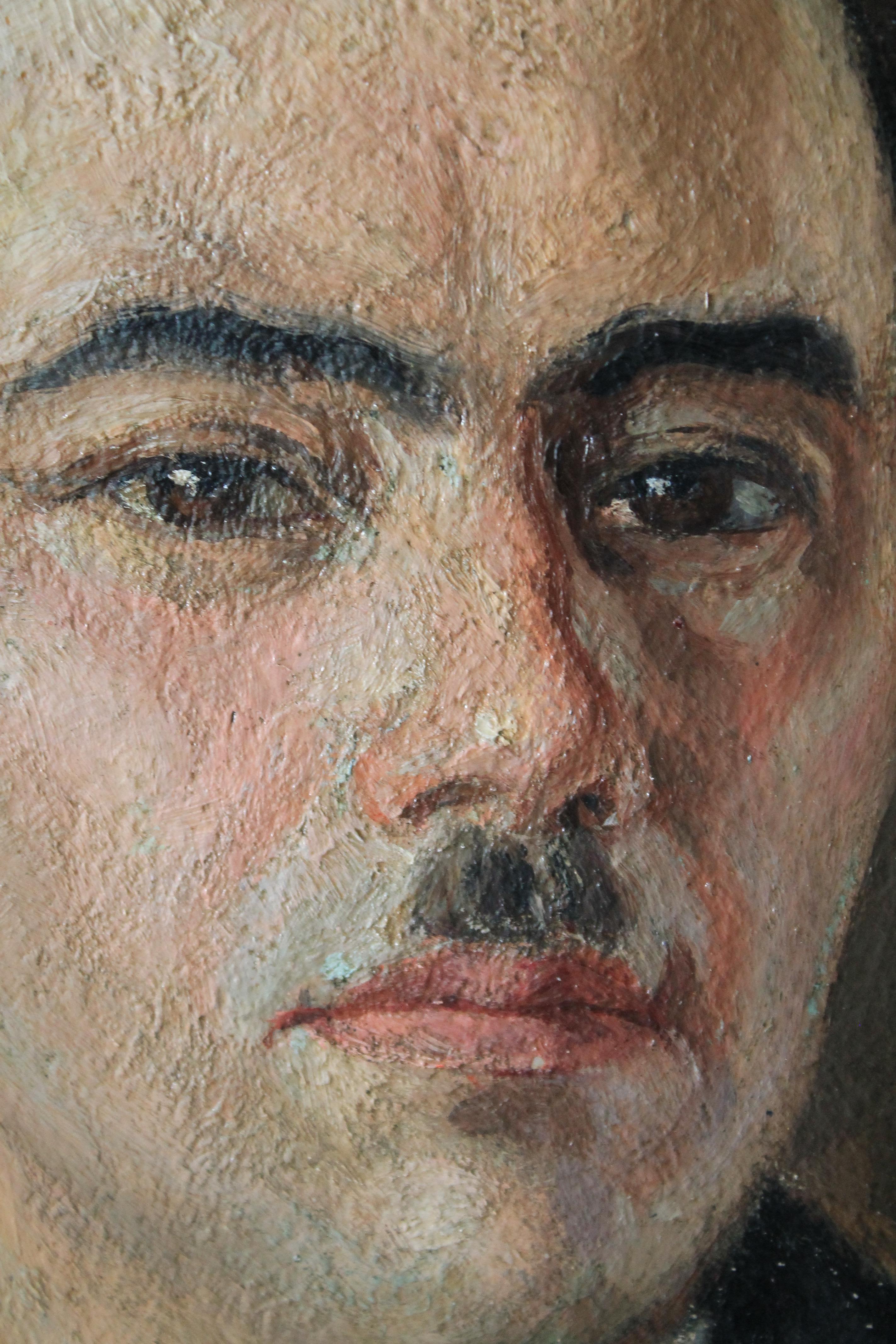 Ritratto a olio d'epoca di metà secolo di un uomo di Yves Thiey 4