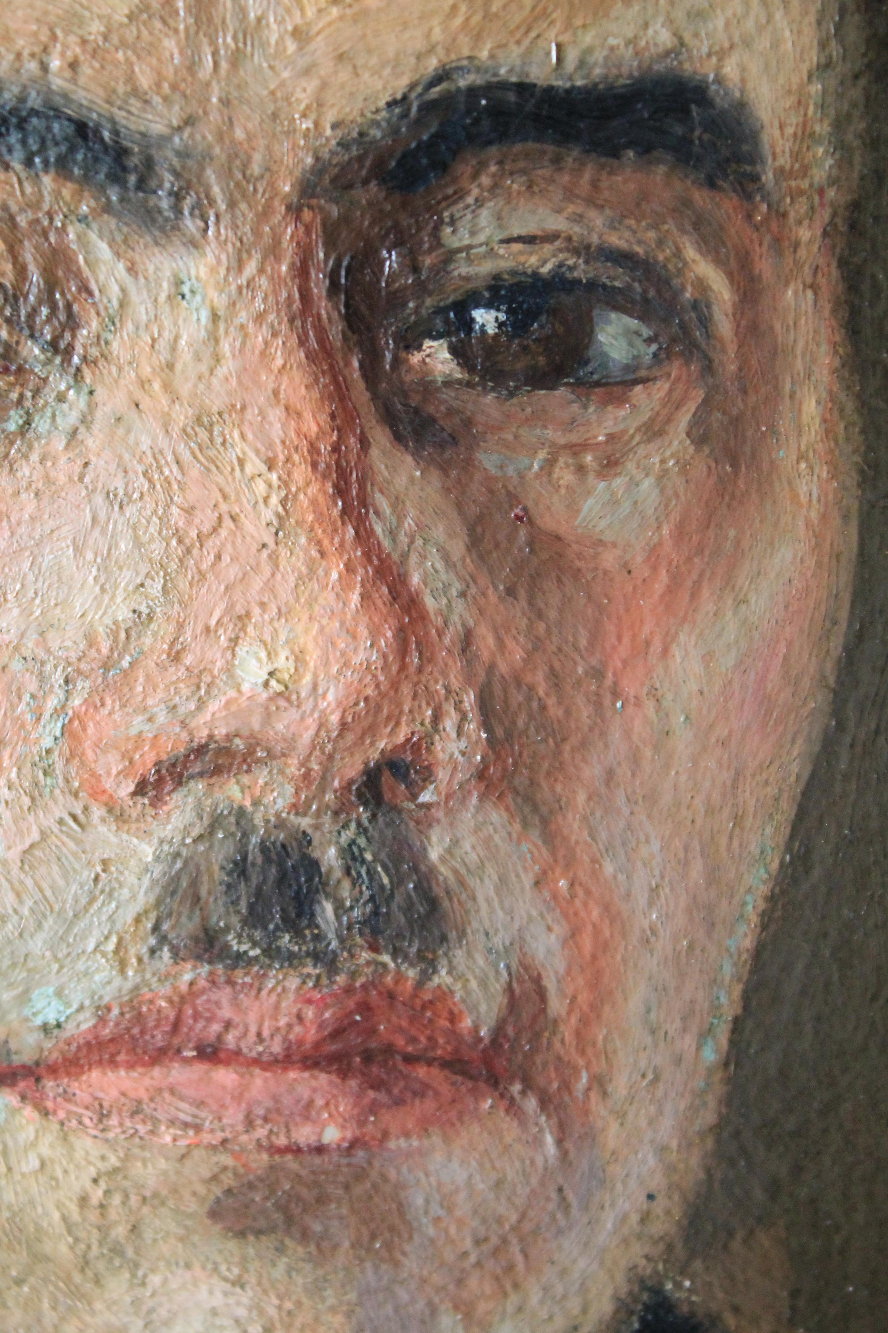 Ritratto a olio d'epoca di metà secolo di un uomo di Yves Thiey 5