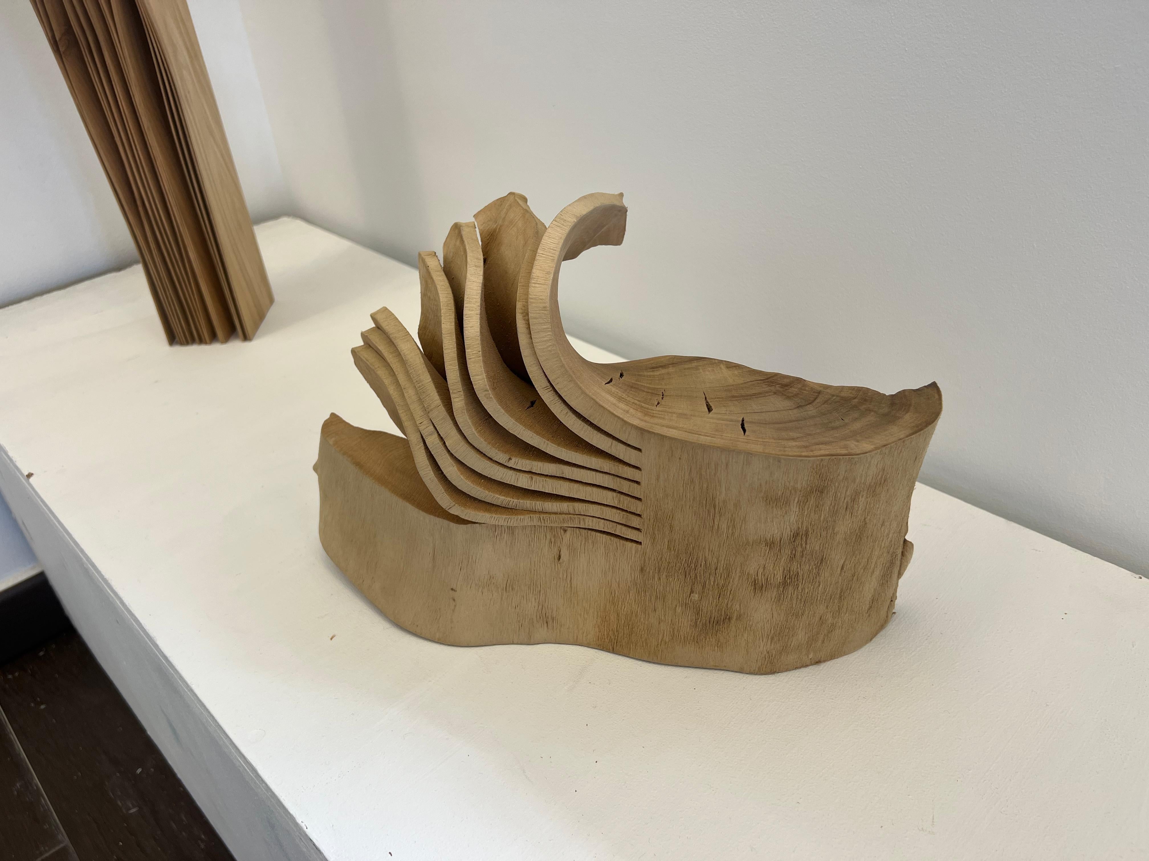 Figurative Sculpture Yves Tylly - Sculpture constructiviste faite à la main, sabot d'animal, ondulations et ombres