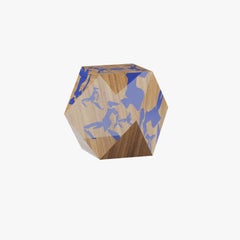 Modern Walnut Cubic Shape Side Center Table in Ebony and White Oak Wood Leaf