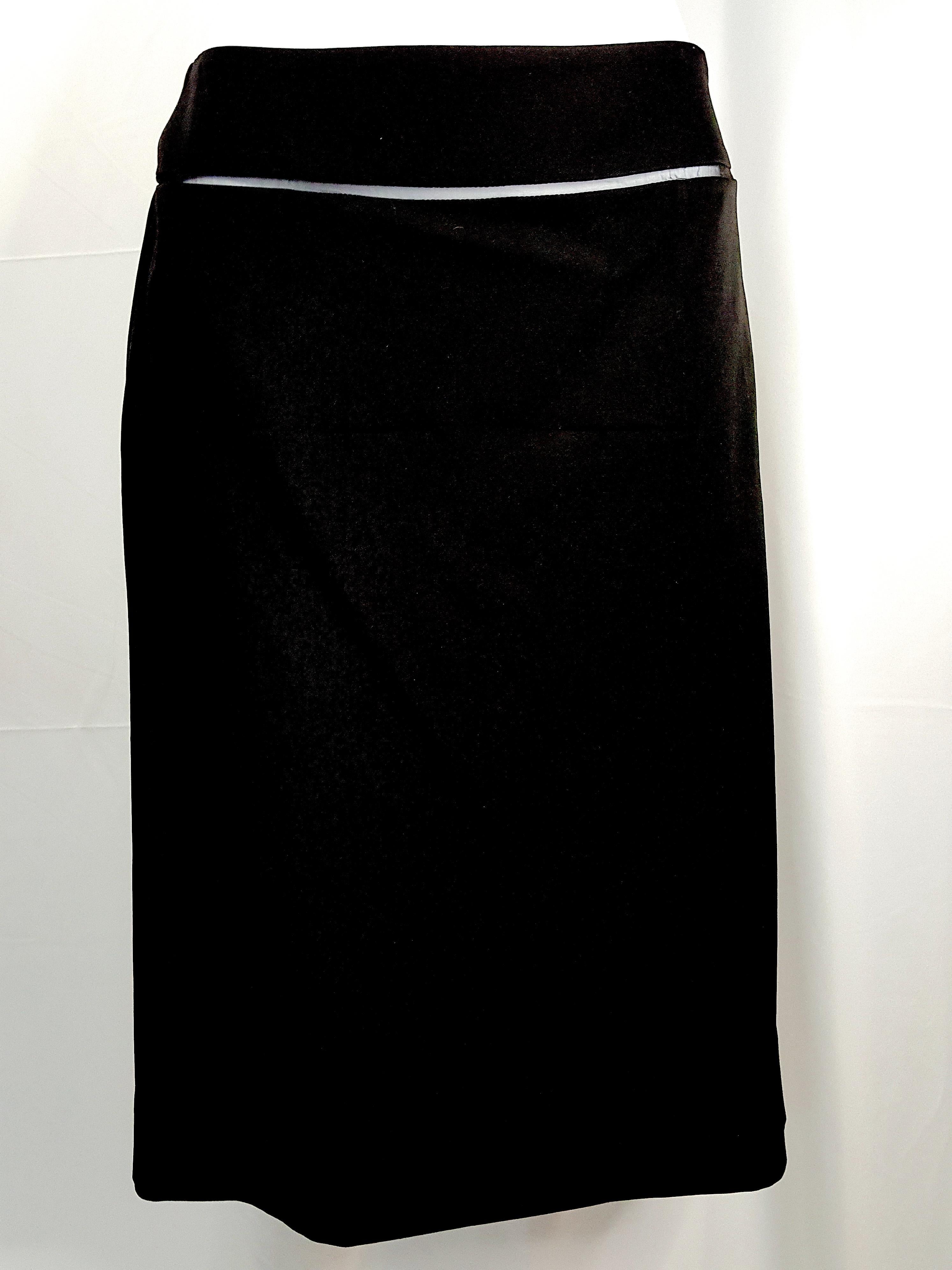 TomFord 2001 1stYSLCollection jupe noire style smoking à coutures transparentes bordée de cuir en vente 9