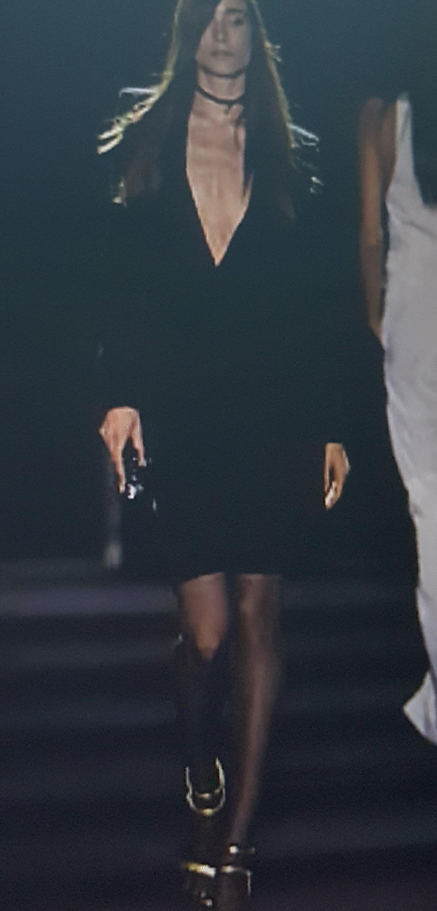 TomFord 2001 1stYSLCollection jupe noire style smoking à coutures transparentes bordée de cuir en vente 10