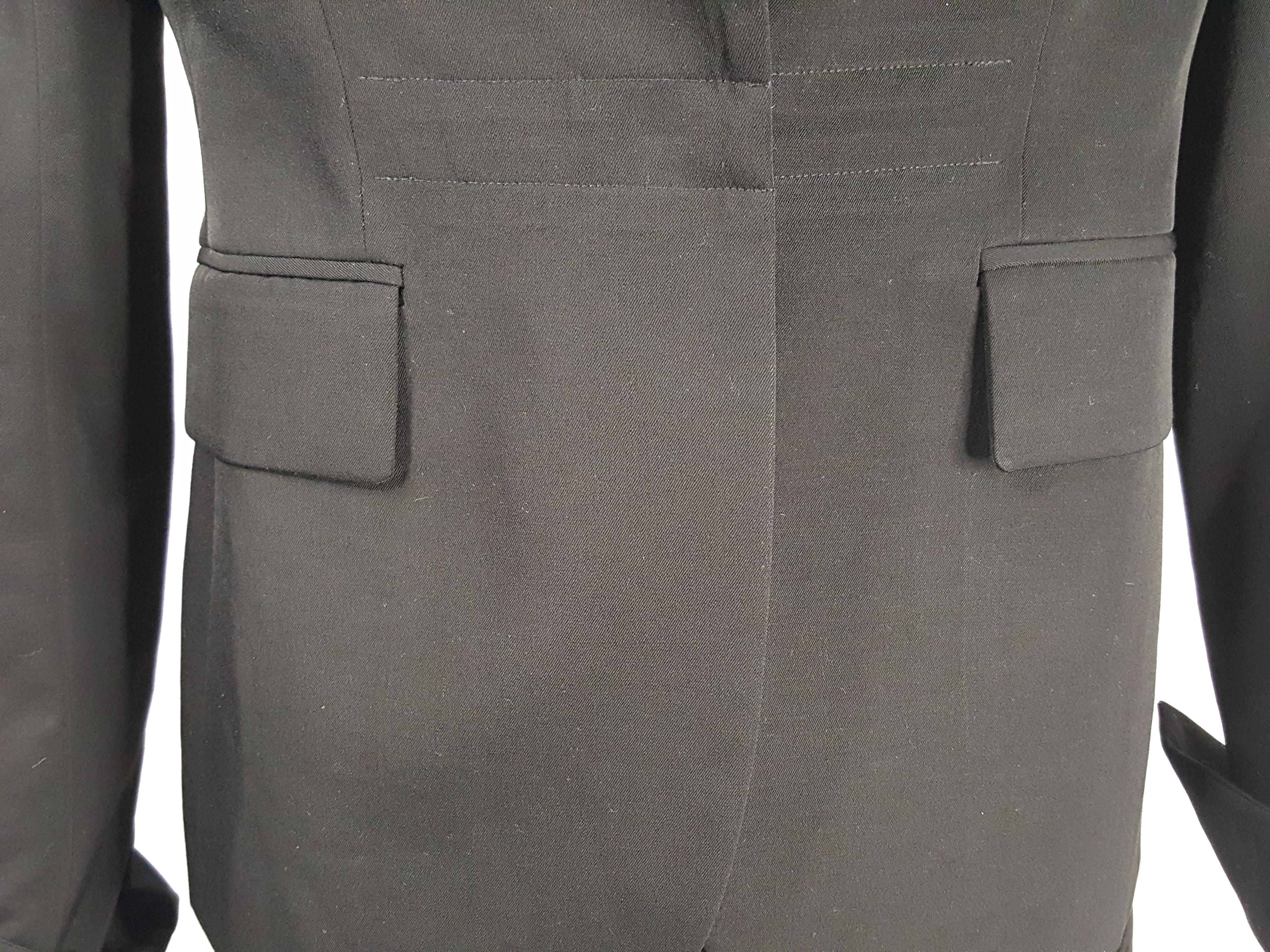 TomFord 2001 1stYSLCollection jupe noire style smoking à coutures transparentes bordée de cuir en vente 3