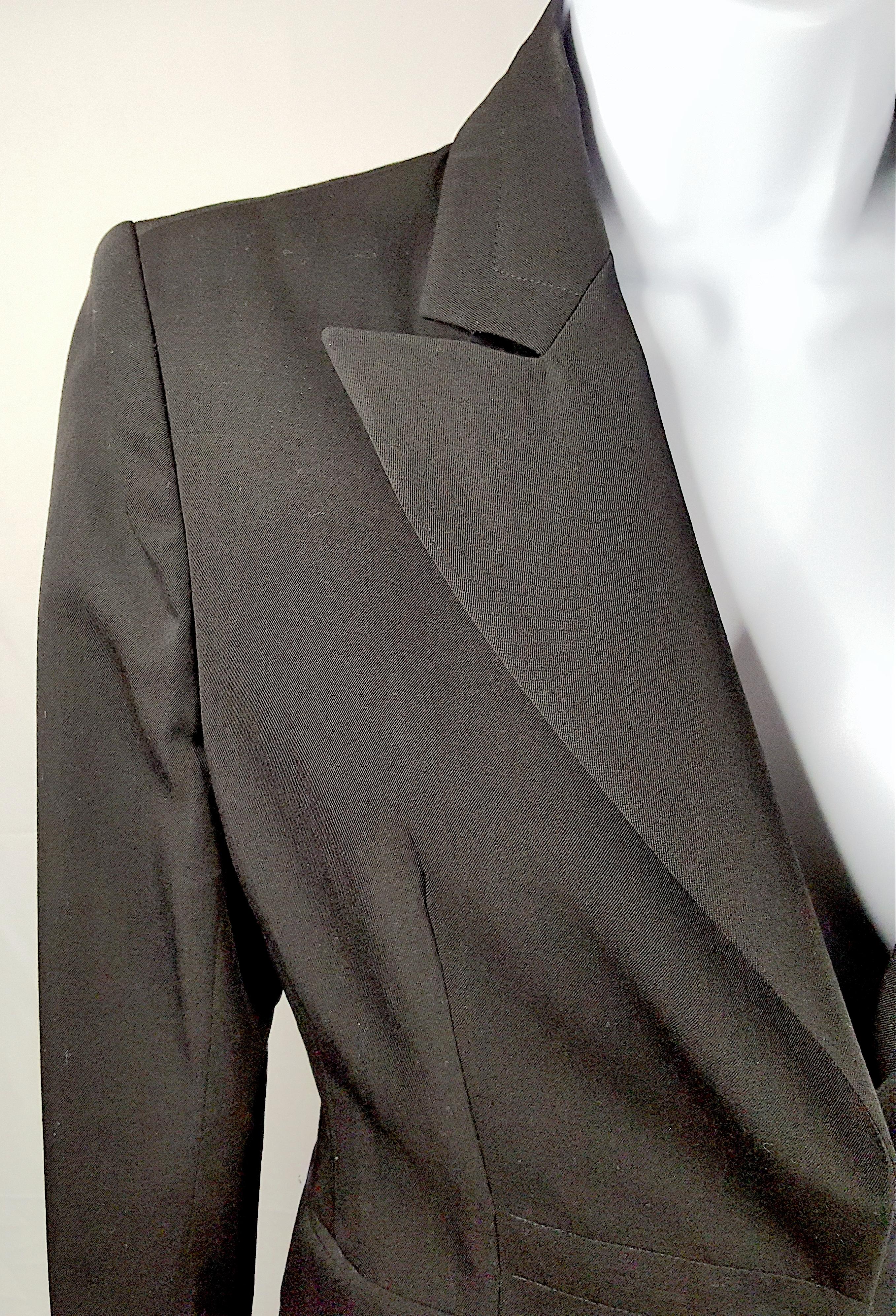 TomFord 2001 1stYSLCollection jupe noire style smoking à coutures transparentes bordée de cuir en vente 4