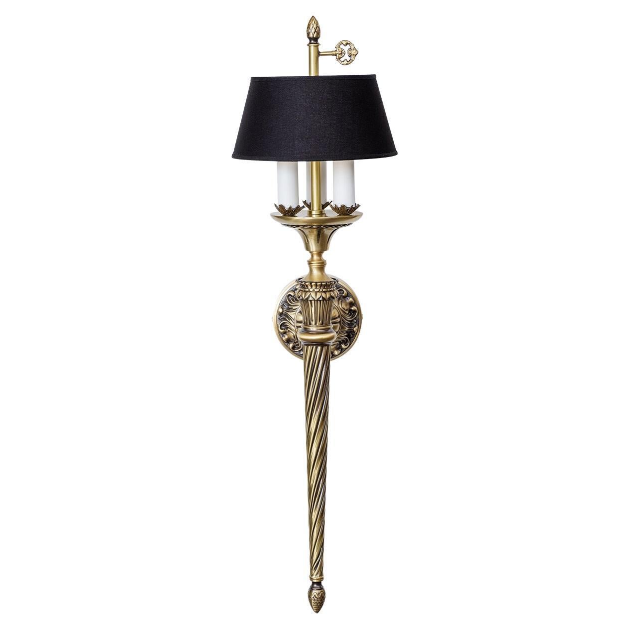 Yvette 3-Light Black & Brass Wall Lamp For Sale