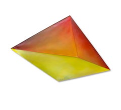 Yvette Cohen, 3+2, Triptych_2011_oil, shaped canvas, wood dowel, Minimalist