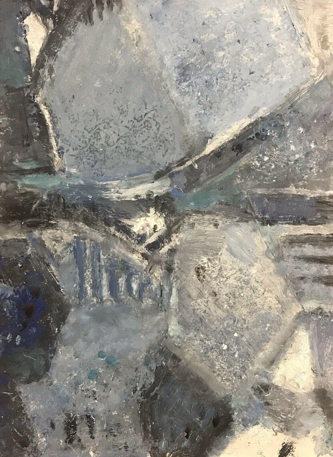 COLOURS DE CUBISTE FRANÇAIS DU XXe SIÈCLE ASTRACT PAINTING BLUE WHITE GREY, XXe Siècle - Gris Abstract Painting par Yvette Dubois Habasque
