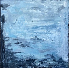 Abstract Expressionist Original Oil Painting - Cloudy Blues