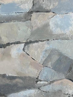 Abstract Expressionist Original Oil Painting - Grey & Pink Blocks