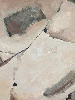 Abstract Expressionist Original Oil Painting - Pink Greys Ochre Colors