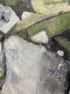Peinture abstraite contemporaine du cubiste français - teintes PASTEL DE GREEN