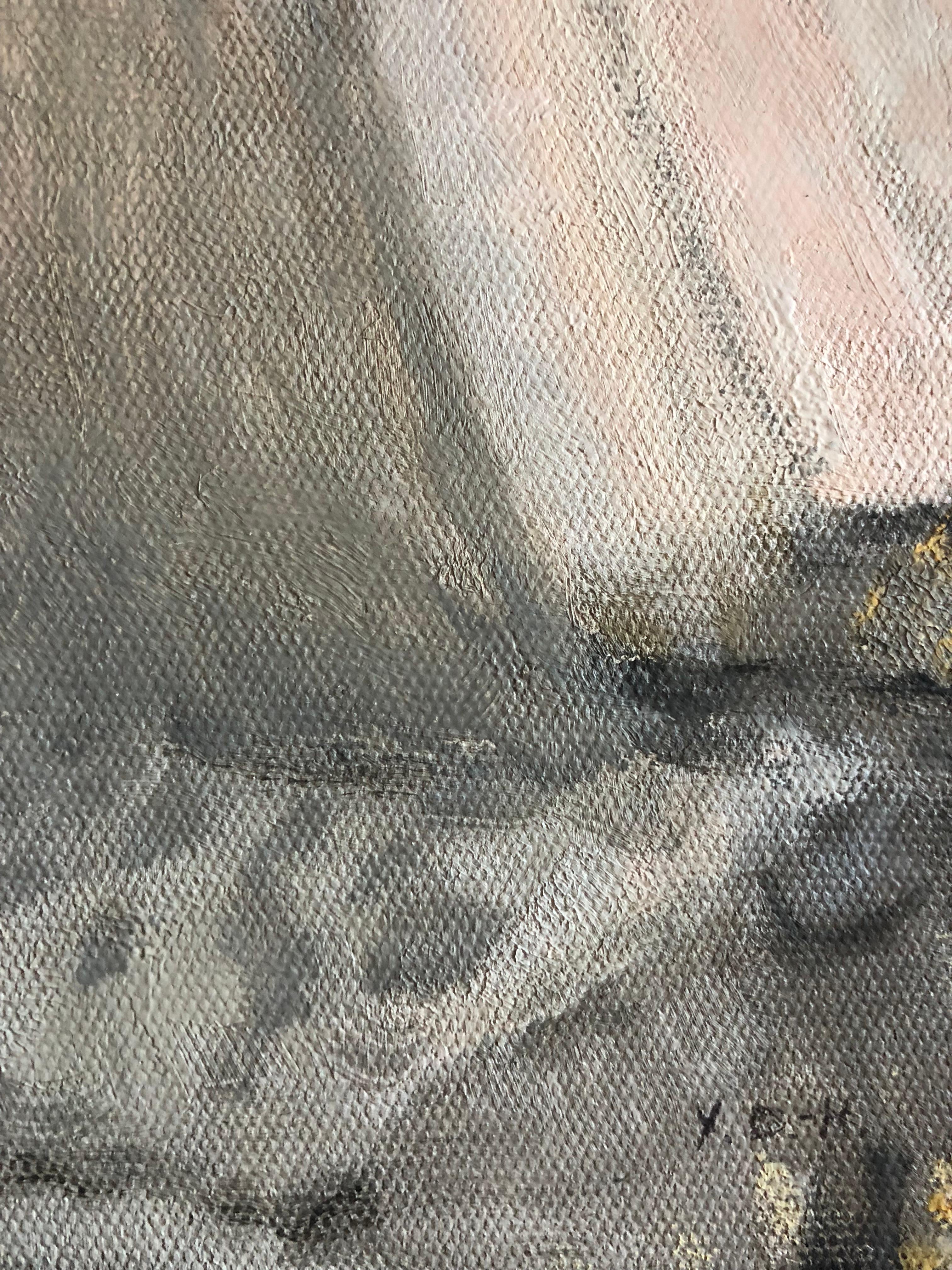 Abstraktes Ölgemälde des französischen Expressionismus – Painting von Yvette Dubois Habasque