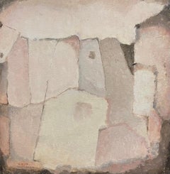 French Expressionist Abstract Oil Painting - Light Pink Squares