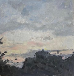  Peinture à l'huile abstraite expressionniste française - Paysage au clair de lune