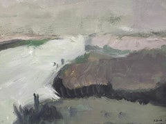 Abstraktes Ölgemälde des französischen Expressionismus - Fluss-Landschaft