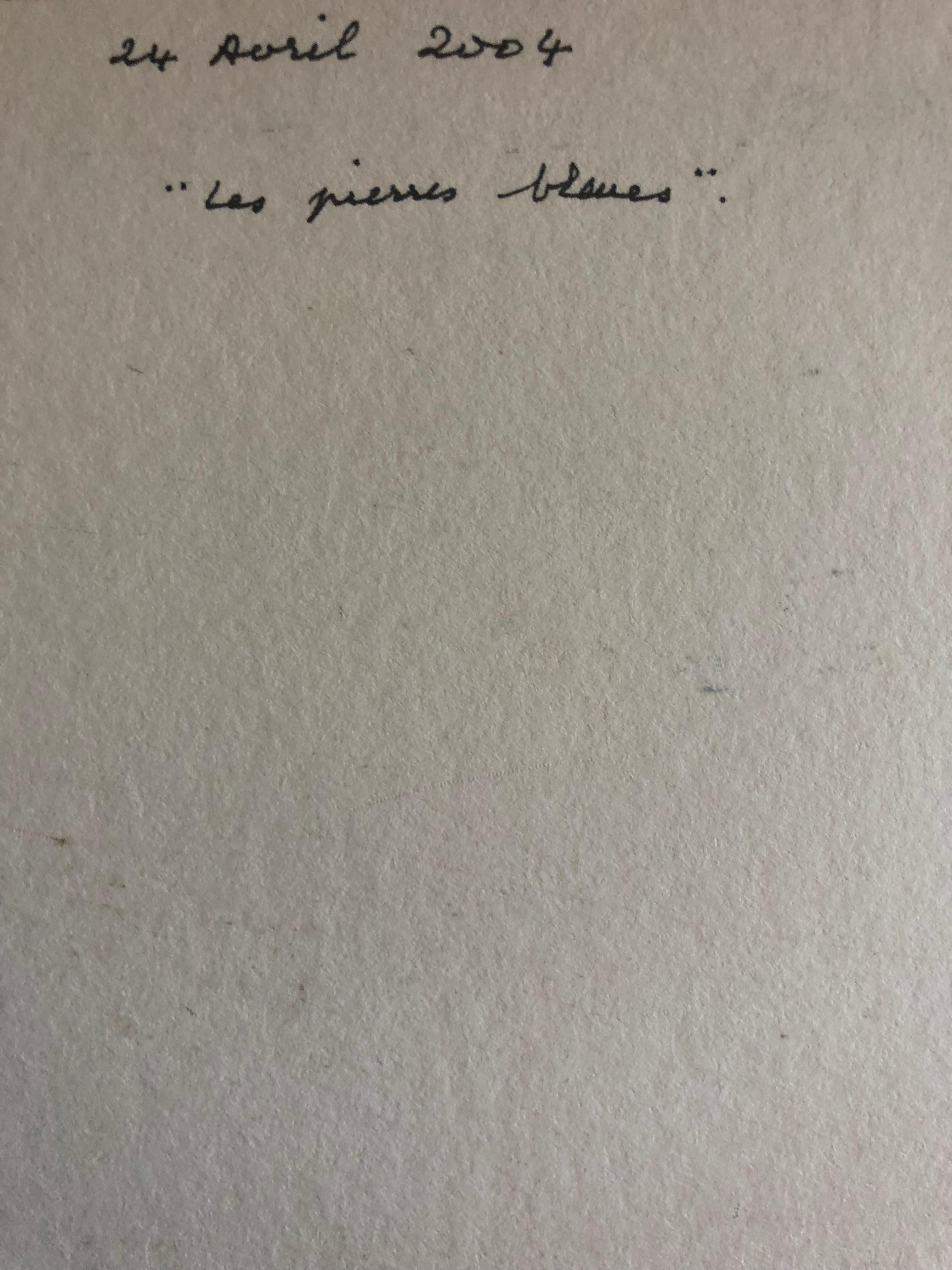 Abstraktes Ölgemälde im französischen Expressionismus in Grün, Grau und Blau – Painting von Yvette Dubois Habasque