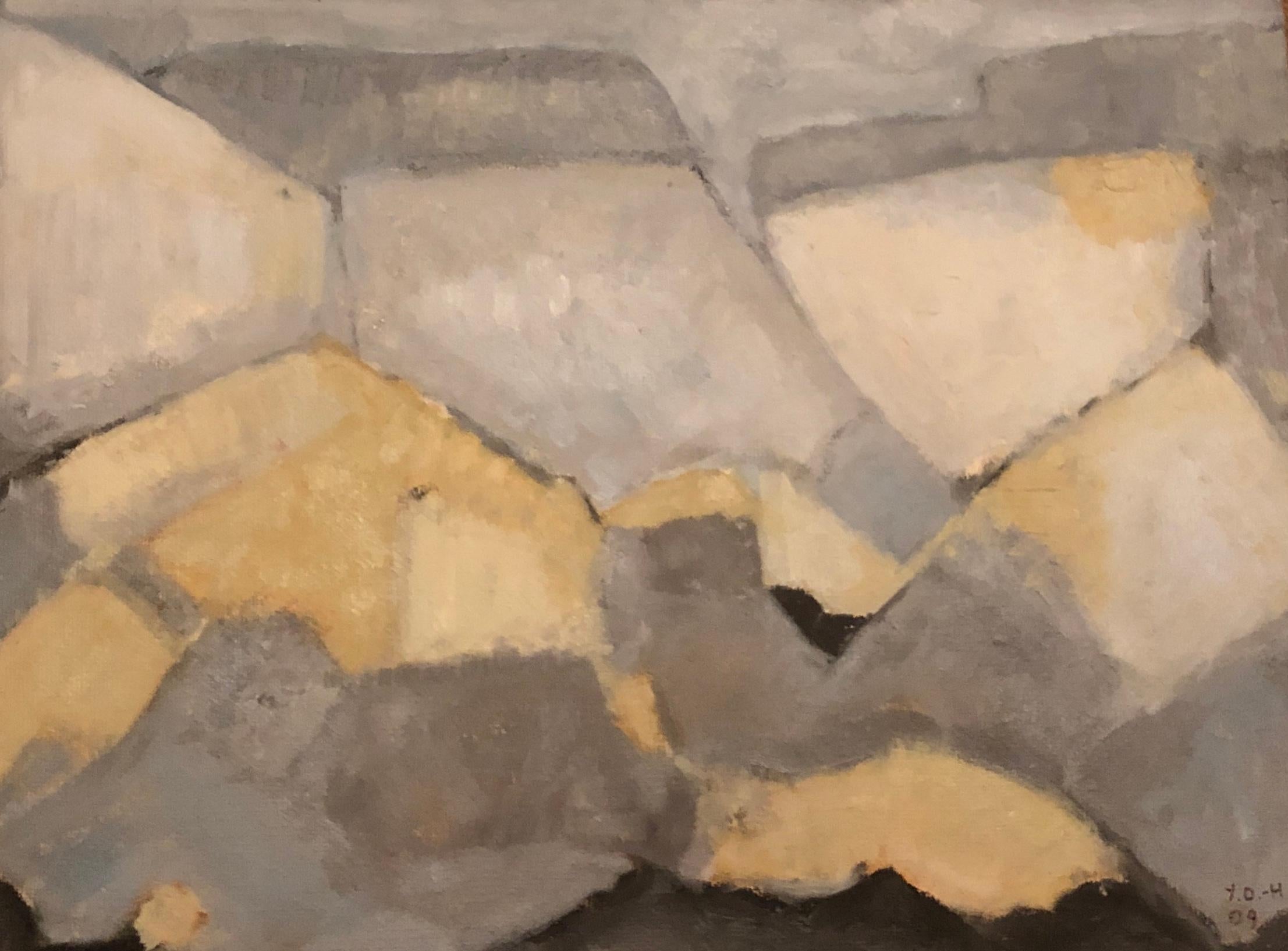 Abstract Painting di Yvette Dubois Habasque - Littorica, pittura a olio astratta espressionista francese