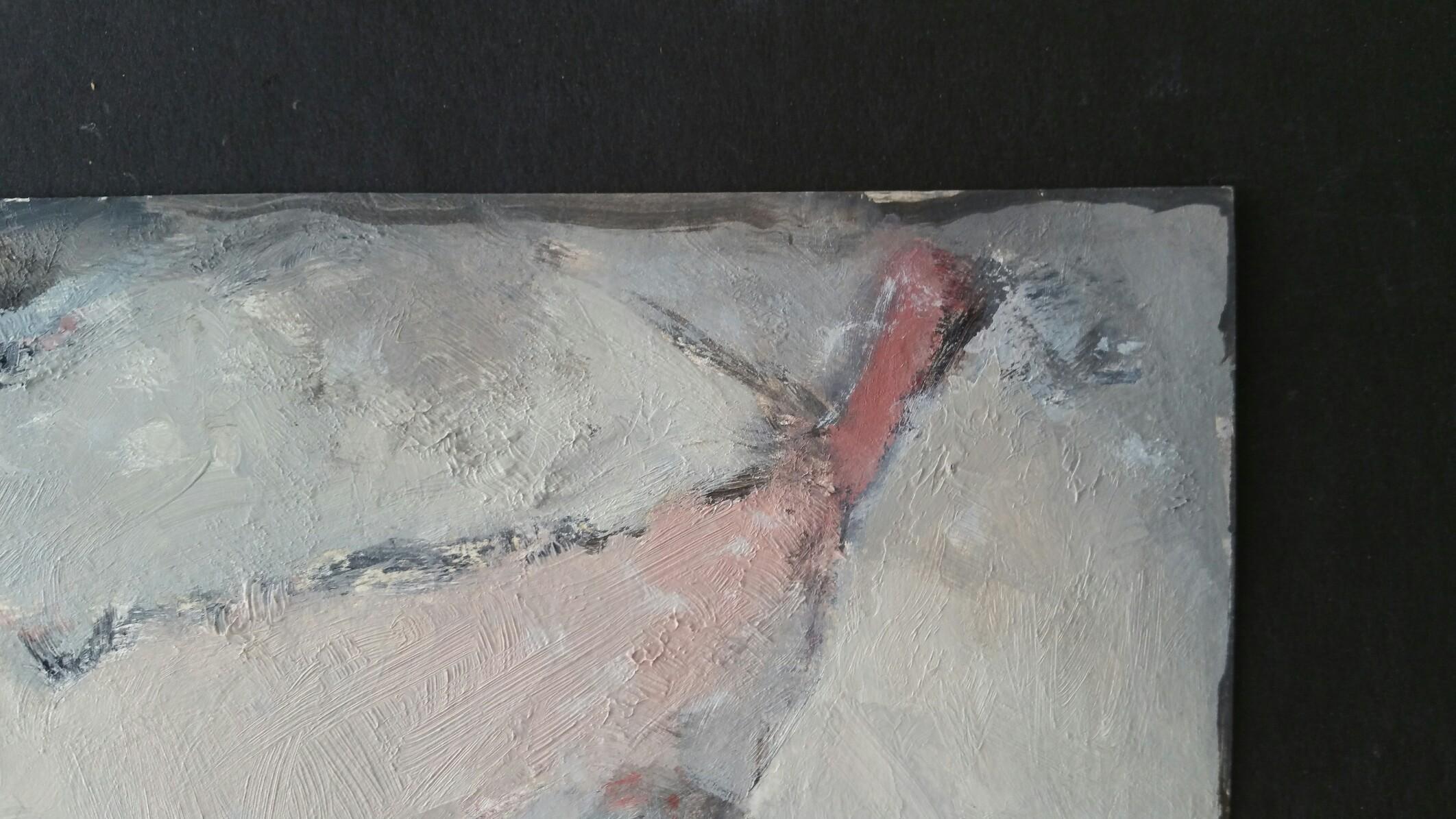 Parisian Abstract Expressionist Original Oil Painting - Neutrals and Pinks For Sale 5