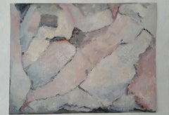 French Abstract Study in Pale Pink and Neutral Tones, Oil on Paper