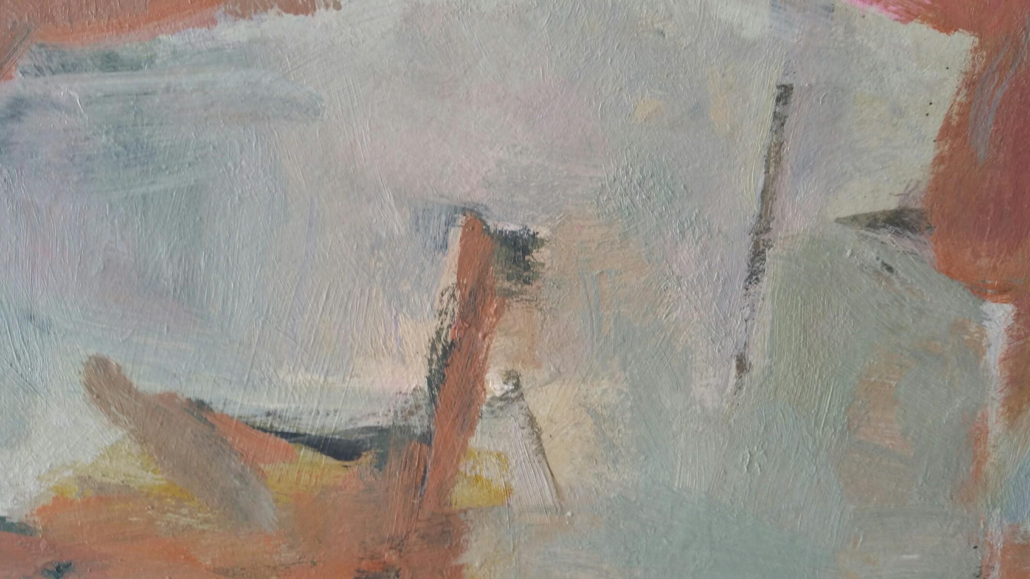 Parisian Abstract Expressionist Original Oil Painting - Neutrals and Terracotta For Sale 2