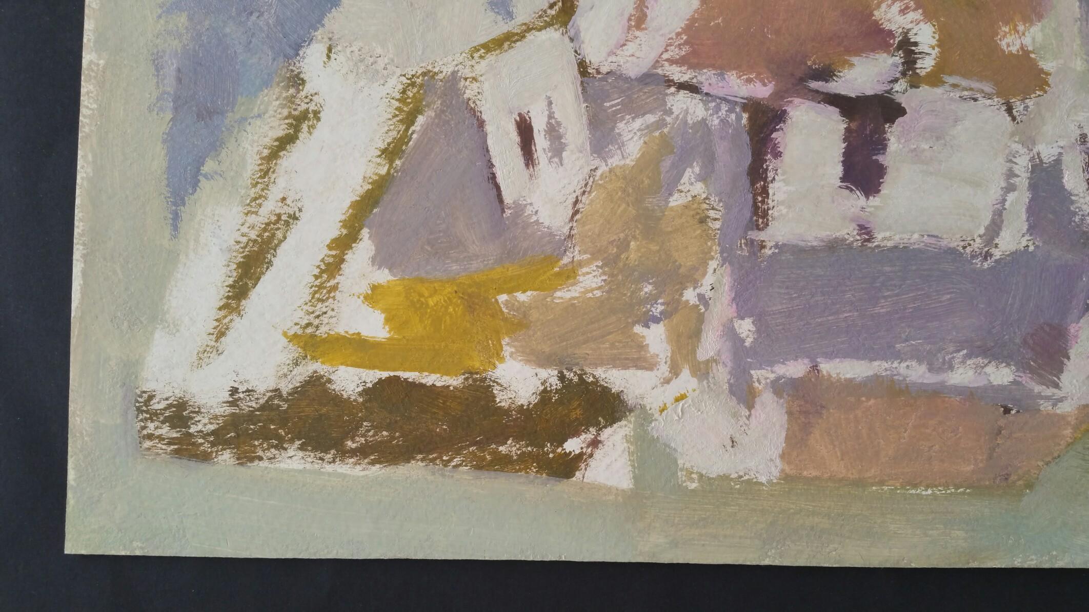 Parisian Abstract Expressionist Original Oil Painting - Neutrals, Rose and Ochre For Sale 5