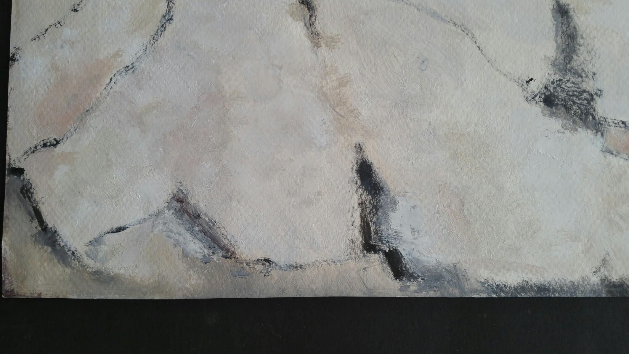 Parisian Abstract Expressionist Original Oil Painting - Neutrals. Signed. For Sale 1