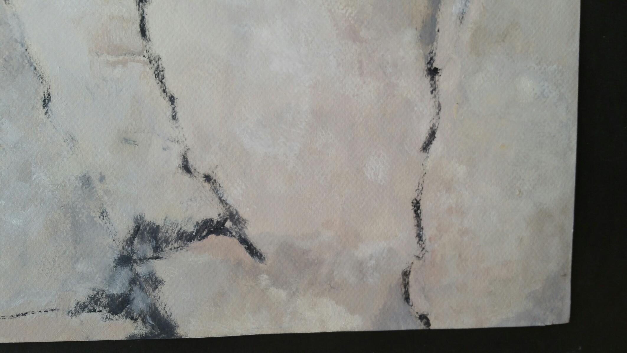 Parisian Abstract Expressionist Original Oil Painting - Neutrals. Signed. For Sale 2