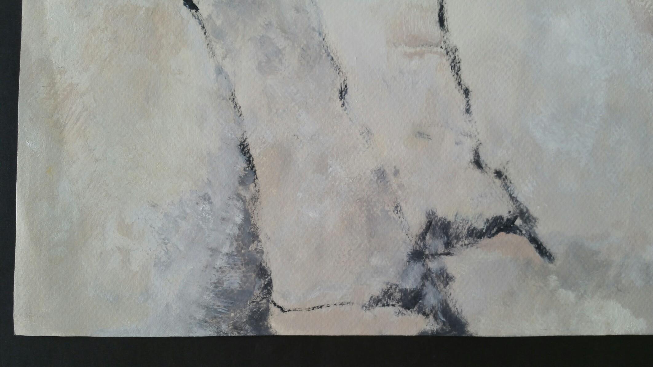 Parisian Abstract Expressionist Original Oil Painting - Neutrals. Signed. For Sale 3