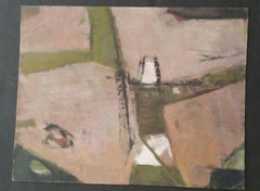 Parisian Abstract Expressionist Original Oil Painting - Pinks, Greens, Charcoal