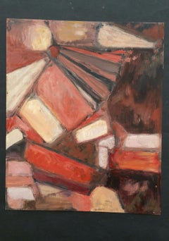 French Abstract Still Life “Bouquins”, Books Composition, Oil on Paper