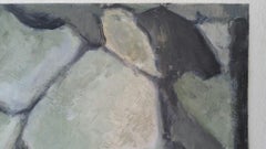 Parisian Abstract Expressionist Original Oil Painting - Small Greens Neutrals.