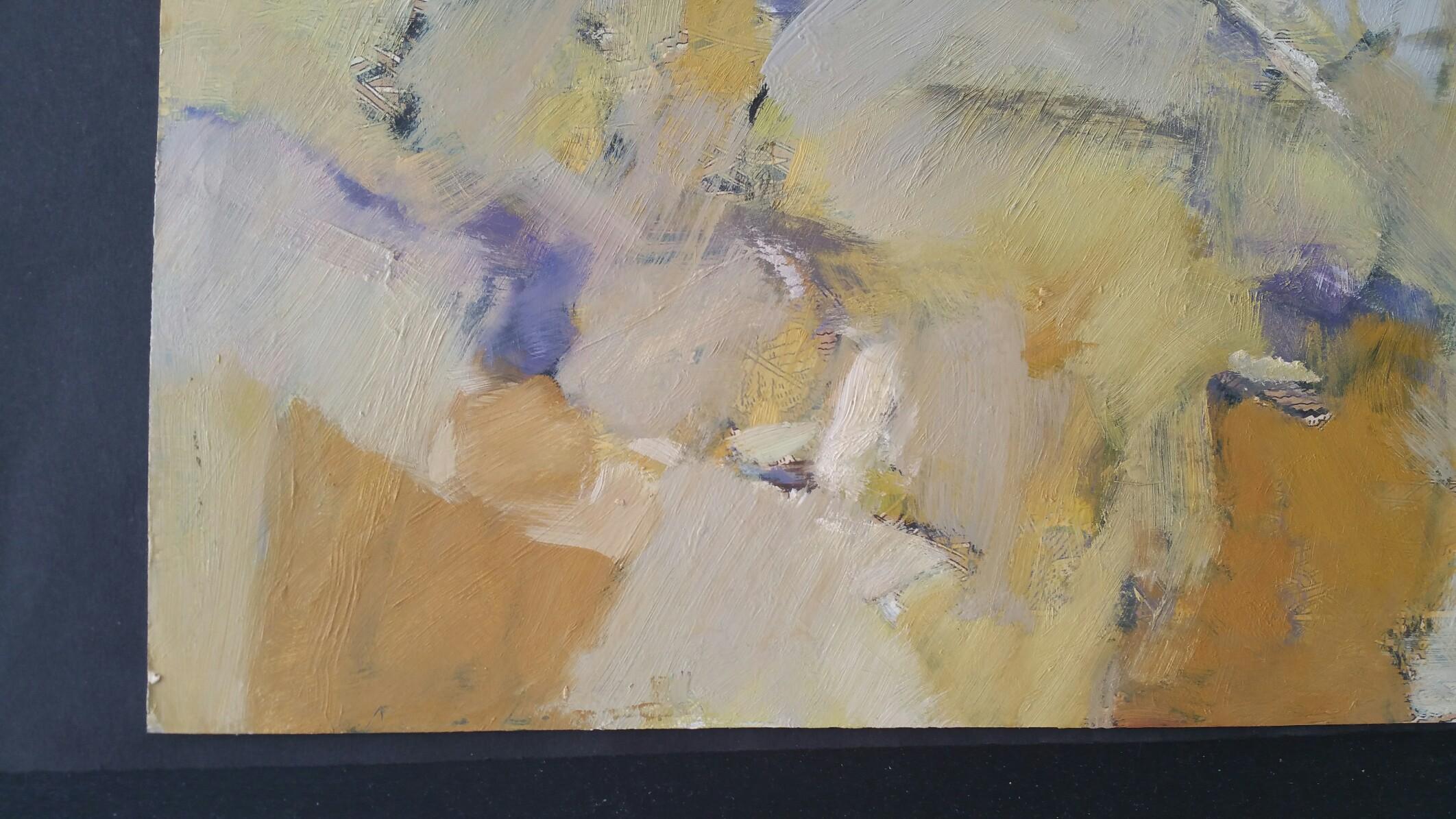 Parisian Abstract Expressionist Original Oil Painting - Stone Neutrals and Ochre For Sale 1