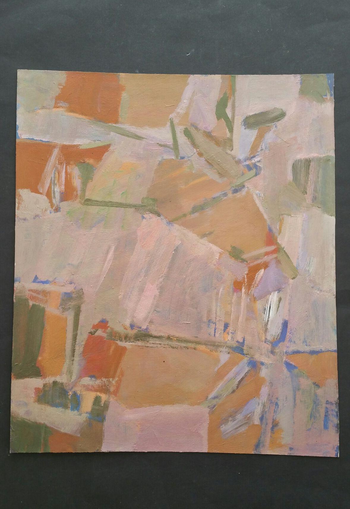 Pintura al Óleo Original Expresionista Abstracto Parisino - Terracottas - Painting de Yvette Dubois Habasque
