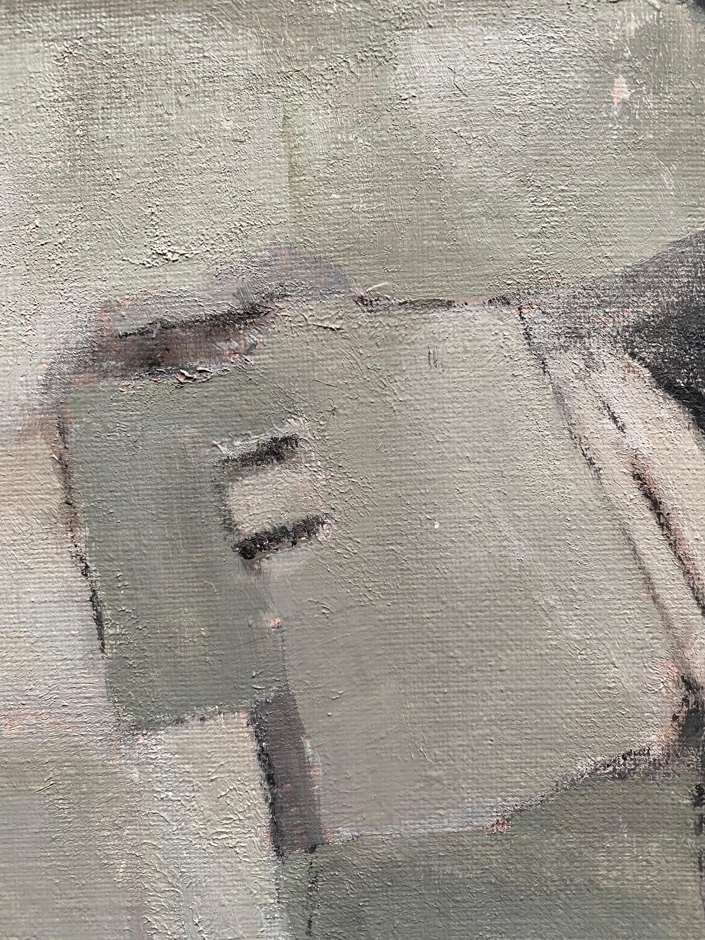 SFUMATURE DI VERDE E GRIGIO - QUADRO ASTRATTO CUBISTA FRANCESE MODERNO - Abstract Painting Grigio di Yvette Dubois Habasque