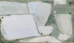 SHADES OF MUTED GREEN & GREY COLOR - MODERN FRENCH CUBIST ABSTRACT PAINTING