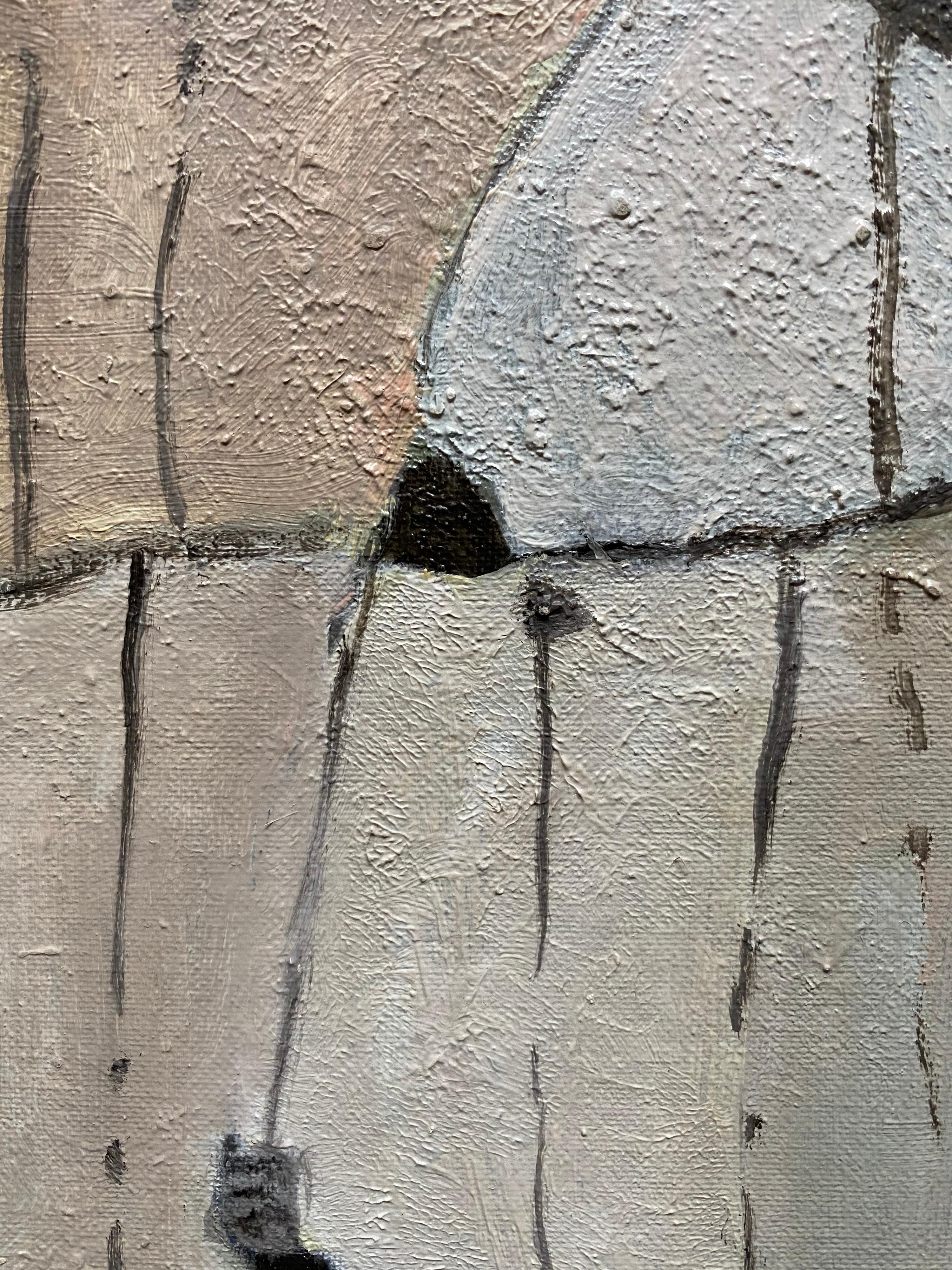 YVETTE DUBOIS HABASQUE (1929-2016) PITTURA ASTRATTA CUBISTA FRANCESE - Abstract Painting Grigio di Yvette Dubois Habasque