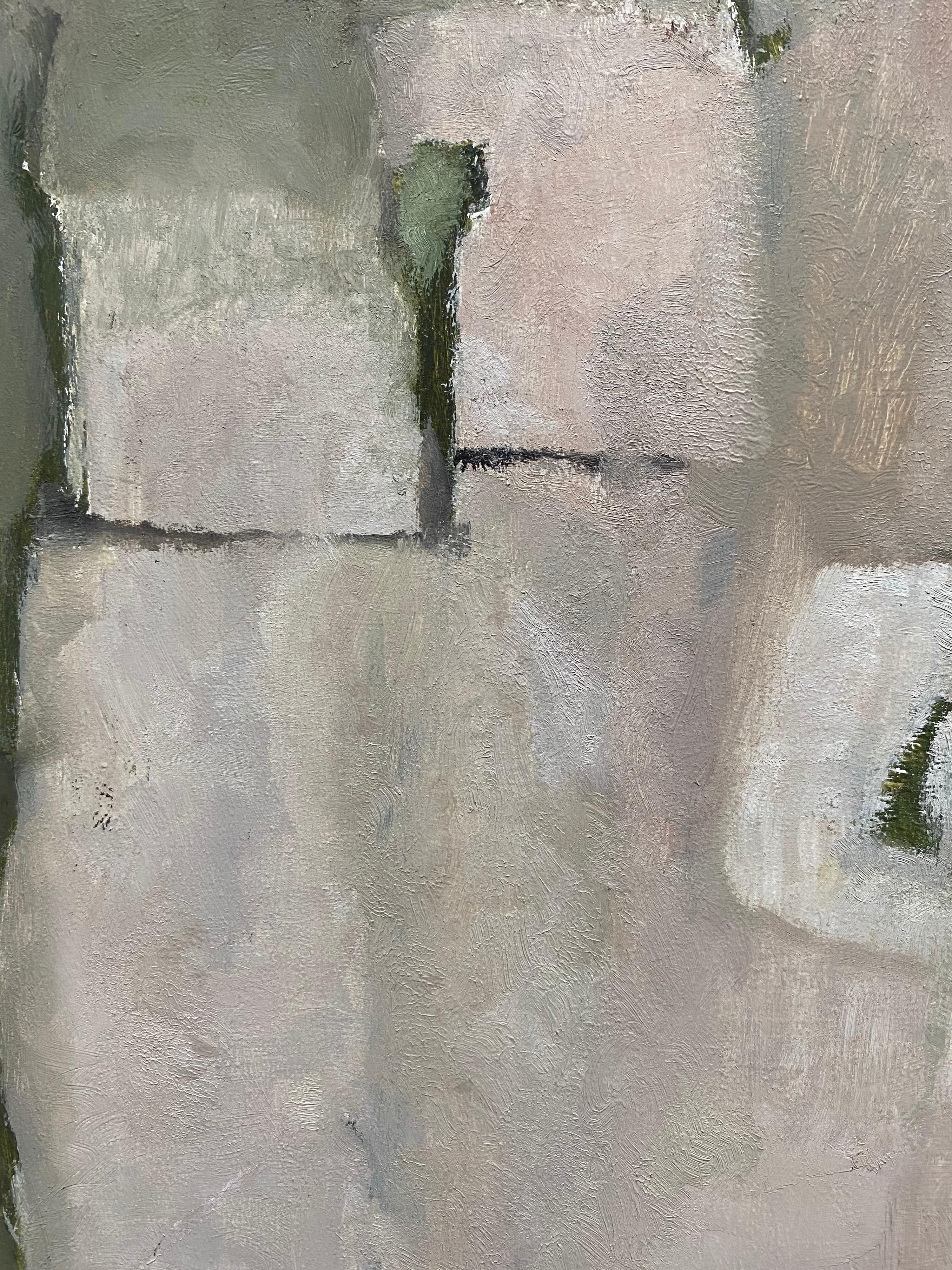 DUBOIS-HABASQUE (1929-2016), peinture d'abstraite franco-française - Gris Abstract Painting par Yvette Dubois Habasque