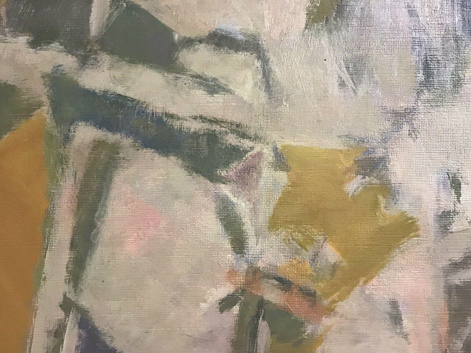 YVETTE DUBOIS-HABASQUE (1929-2016) FRENCH CUBIST ABSTRACT PAINTING - Brown Abstract Painting by Yvette Dubois Habasque