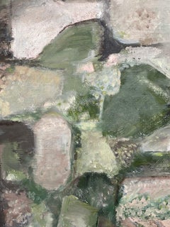 YVETTE DUBOIS-HABASQUE (1929-2016) FRENCH CUBIST ABSTRACT PAINTING GREEN BOTTLES