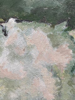 YVETTE DUBOIS-HABASQUE (1929-2016) FRENCH CUBIST ABSTRACT PAINTING GREEN & PINKS